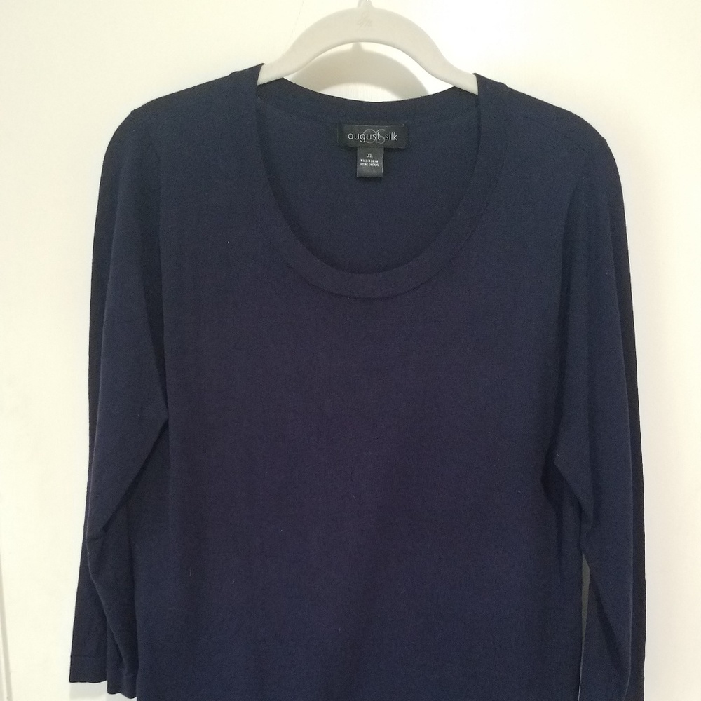 August Silk Sweater with 3/4 sleeves, Size XL